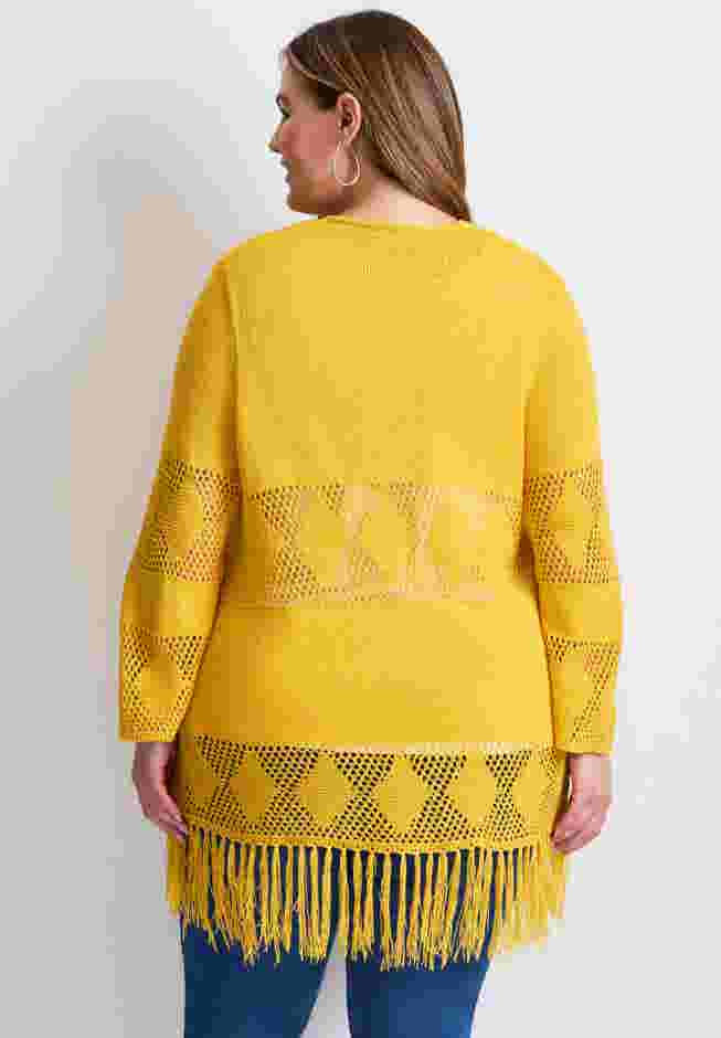 Pointelle Fringe Cardigan image number 1