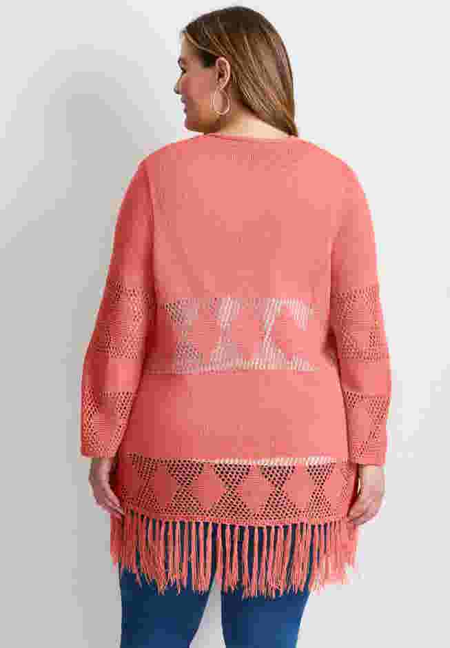 Pointelle Fringe Cardigan image number 1