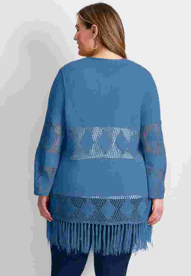 Pointelle Fringe Cardigan image number 1