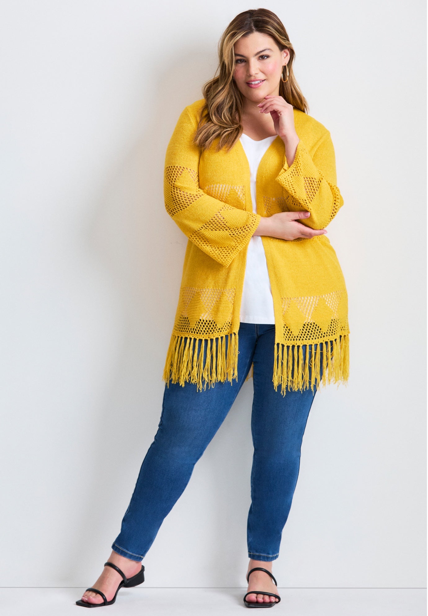 Pointelle Fringe Cardigan image number 0