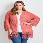 Pointelle Fringe Cardigan image number null