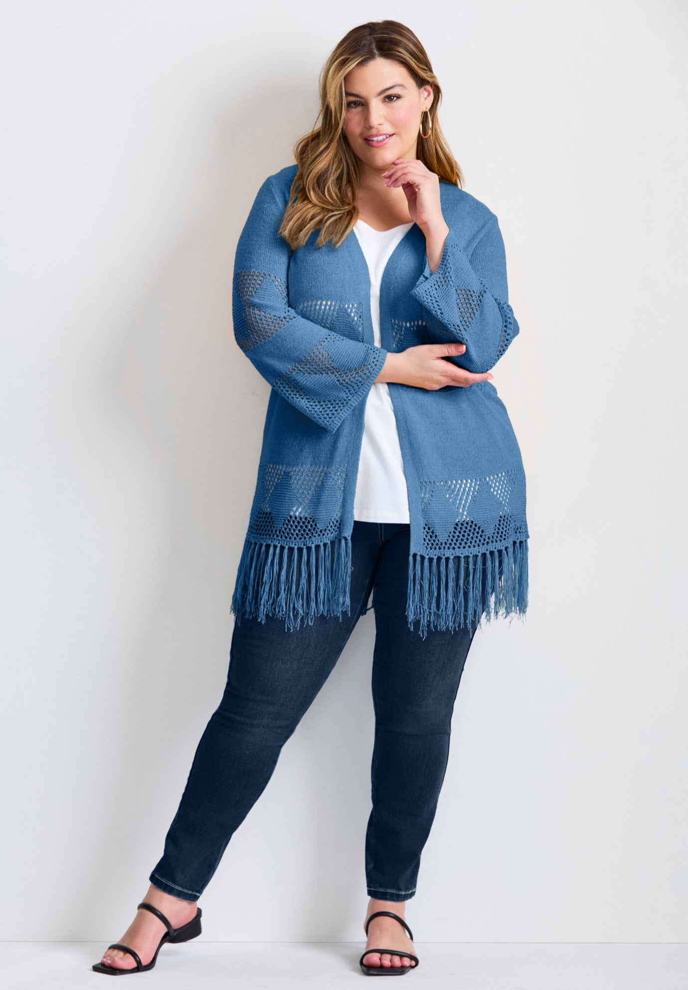 Pointelle Fringe Cardigan image number 0