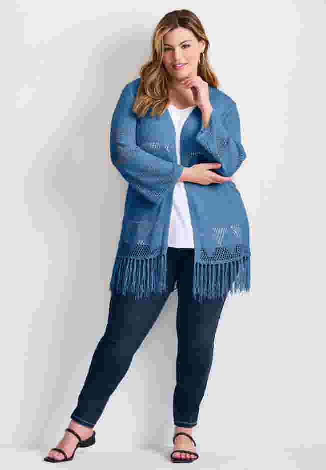 Pointelle Fringe Cardigan image number 0