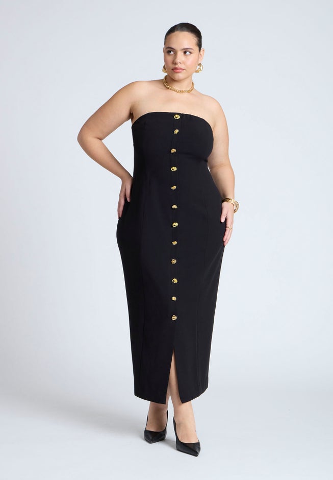 Tube Maxi Dress With Buttons image number null