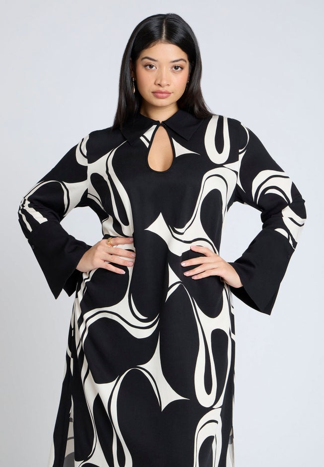 Printed Collared Maxi Dress image number 2