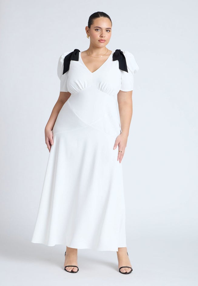 Flowy Bow Detail Maxi Dress | Dia & Co Flowy Bow Detail Maxi Dress | Dia & Co