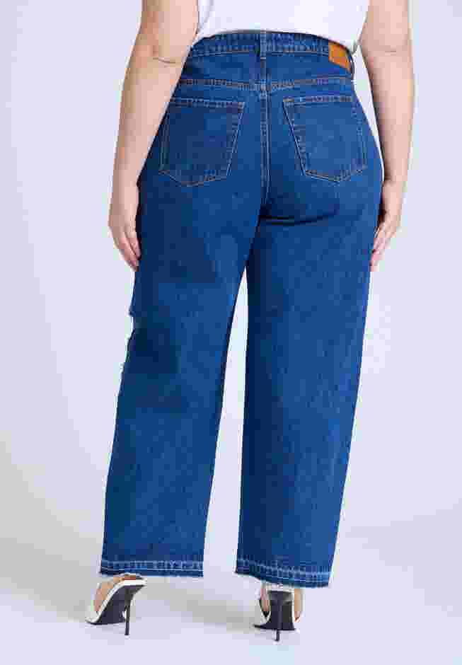 Two Tone High Rise Straight Leg Jean  image number 1