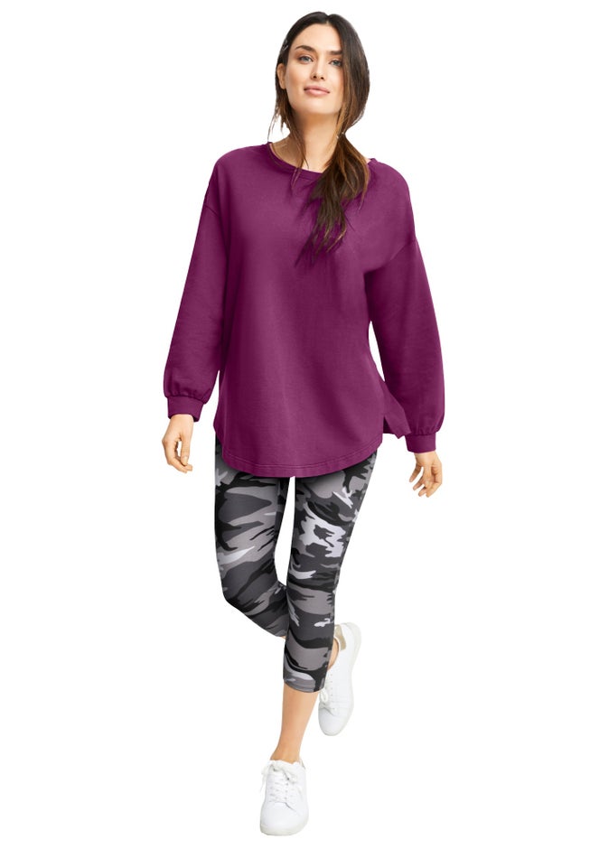 French Terry Blouson Sleeve Sweatshirt Tunic image number 3