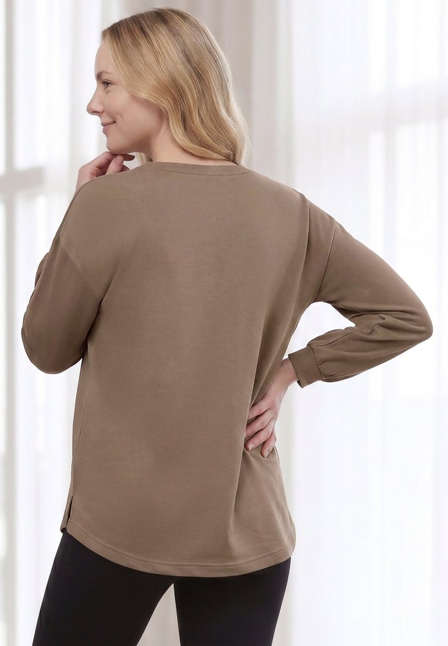 Ellos Studio French Terry A-Line Blouson Sleeve Sweatshirt Tunic image number 1