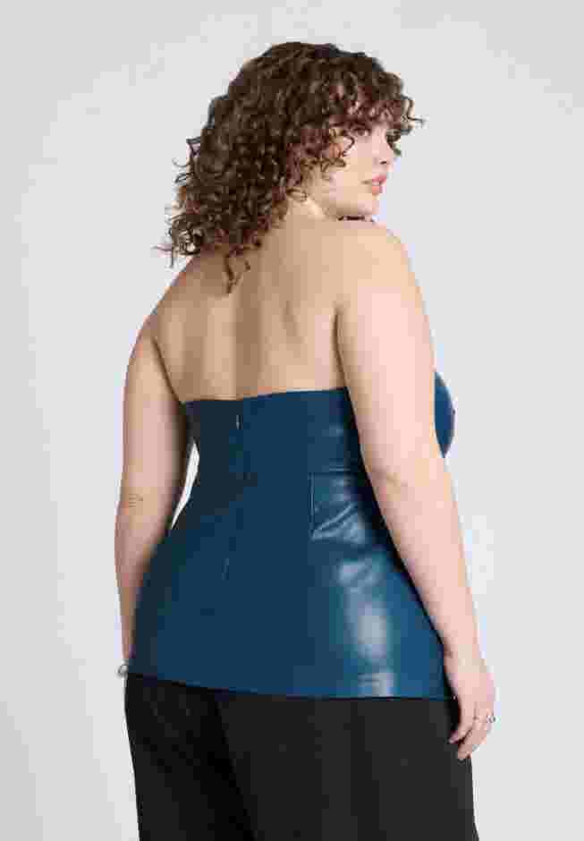 Pleated Faux Leather Top image number 1