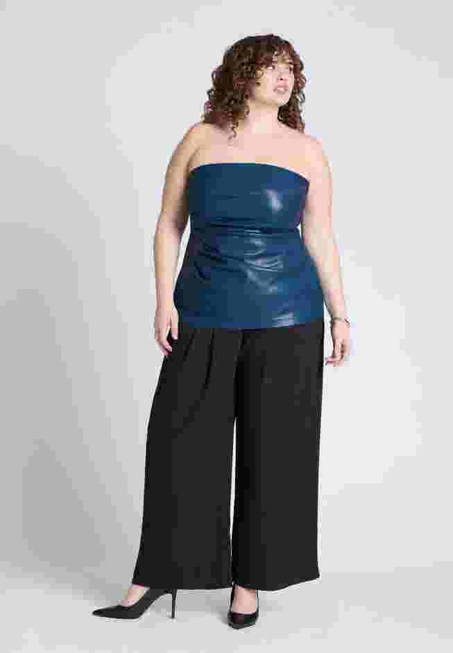 Pleated Faux Leather Top image number 2