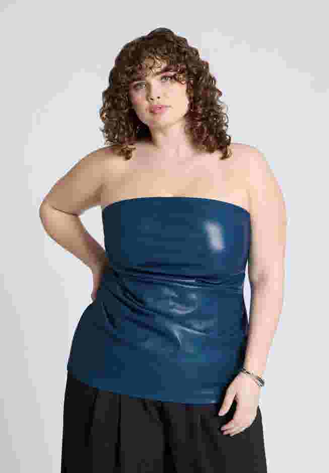Pleated Faux Leather Top image number 0