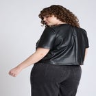 Boxy Faux Leather Top image number null