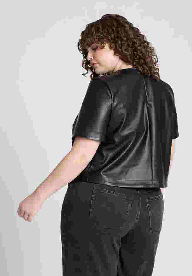 Boxy Faux Leather Top image number 1