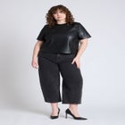 Boxy Faux Leather Top image number null