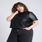 Boxy Faux Leather Top image number null