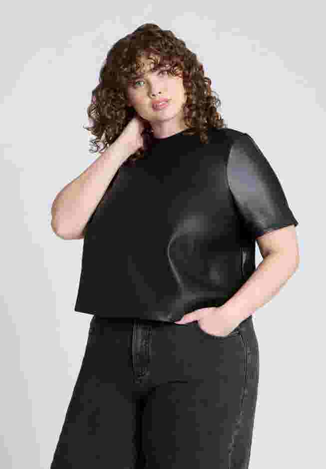 Boxy Faux Leather Top image number 0