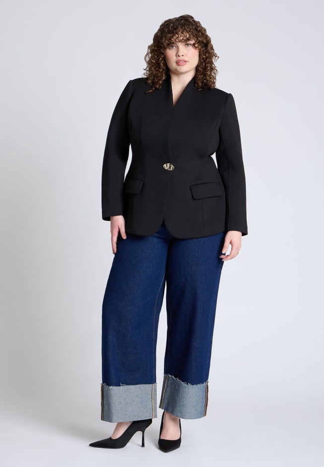 Hourglass Blazer With Gold Button image number 2