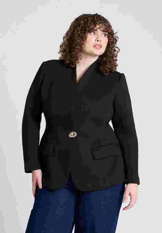 Hourglass Blazer With Gold Button image number 0