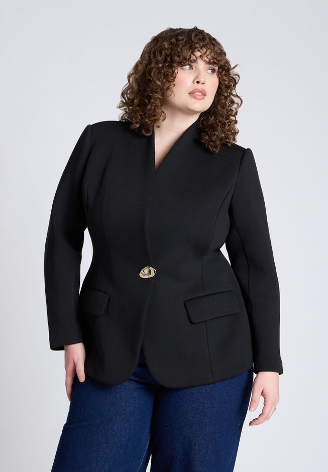 Hourglass Blazer With Gold Button image number 0