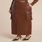 Maxi Cargo Faux Leather Skirt image number null