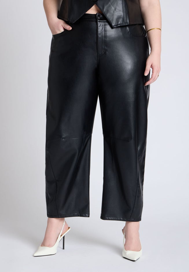 Faux Leather Barrel Leg Pant image number 1