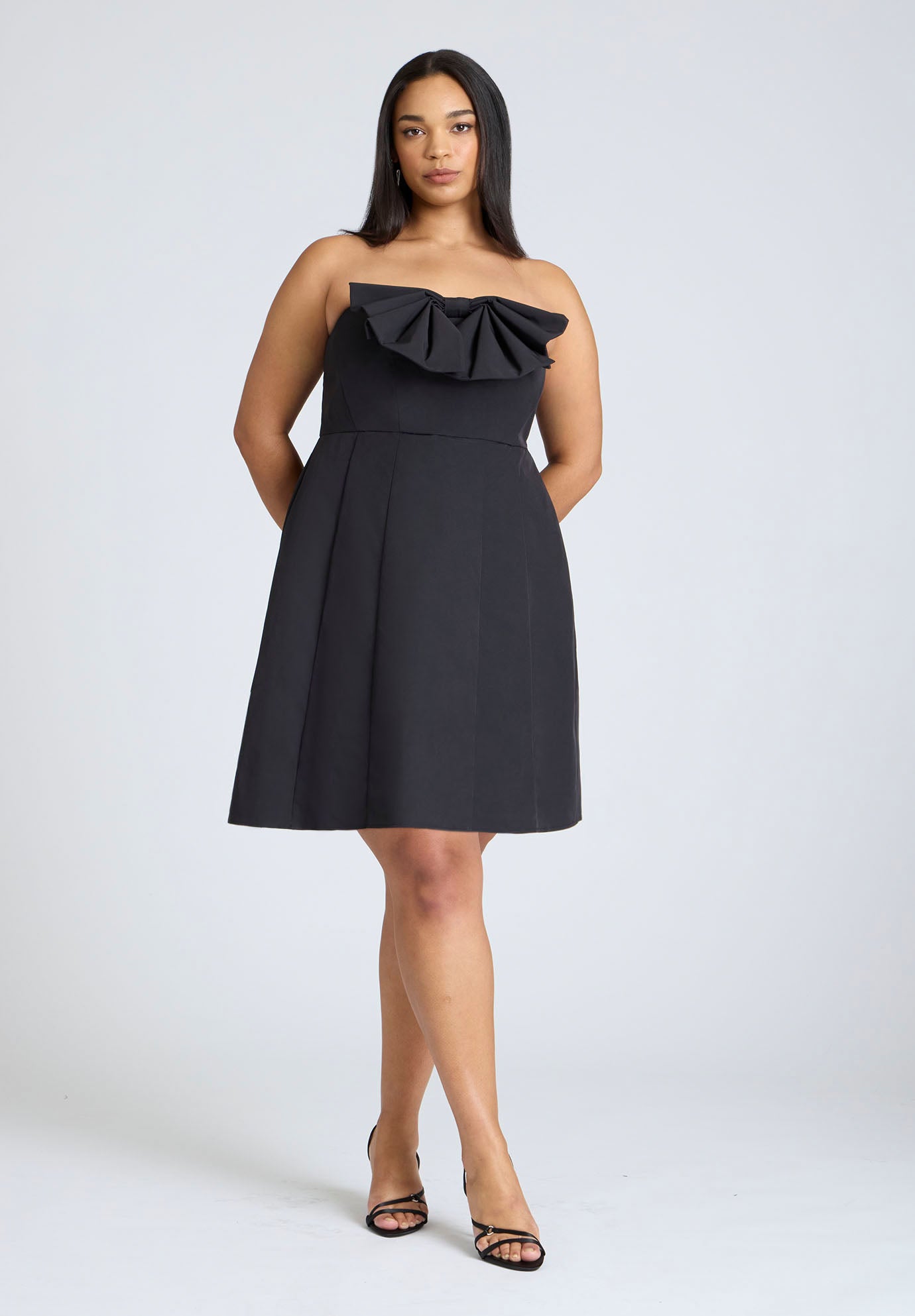 ELOQUII x kate spade new york Bow Detail Flare Mini Dress image number 1