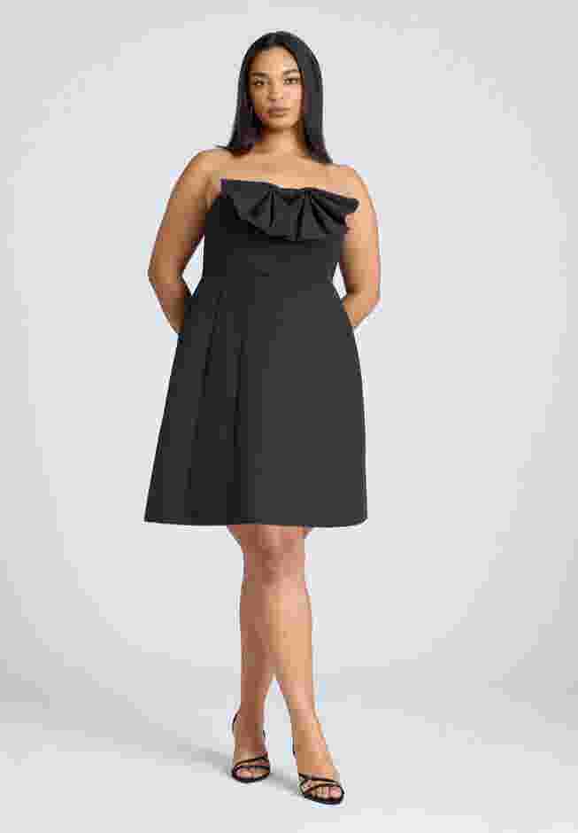 ELOQUII x kate spade new york Bow Detail Flare Mini Dress image number 1