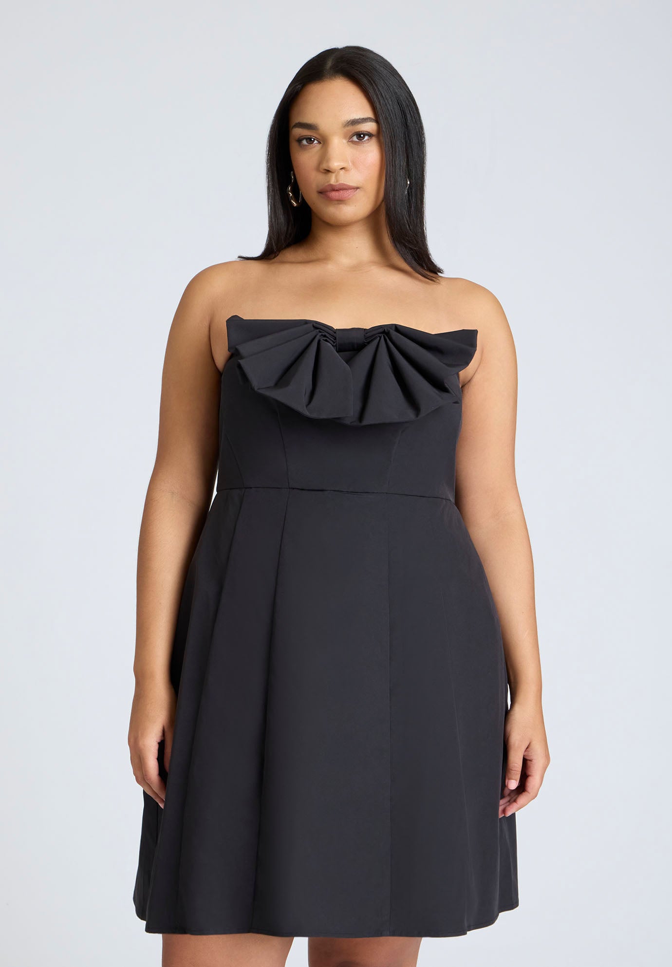 ELOQUII x kate spade new york Bow Detail Flare Mini Dress image number 3