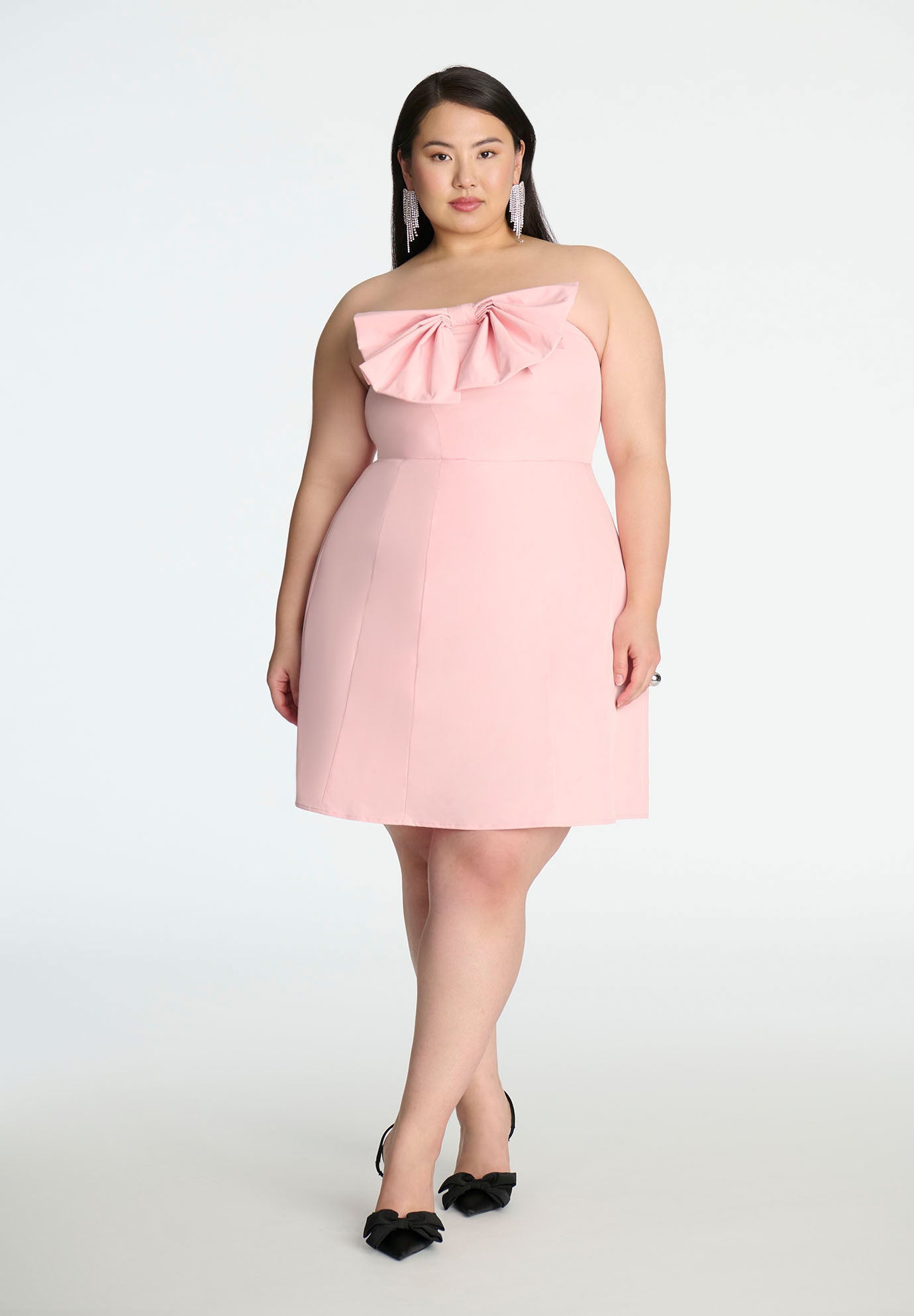 ELOQUII x kate spade new york Bow Detail Flare Mini Dress image number 1