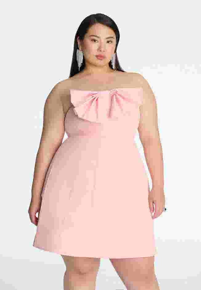ELOQUII x kate spade new york Bow Detail Flare Mini Dress image number 3