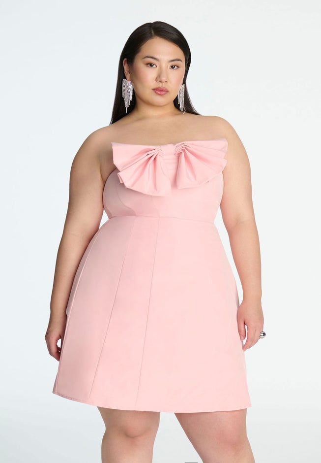 ELOQUII x kate spade new york Bow Detail Flare Mini Dress image number 3