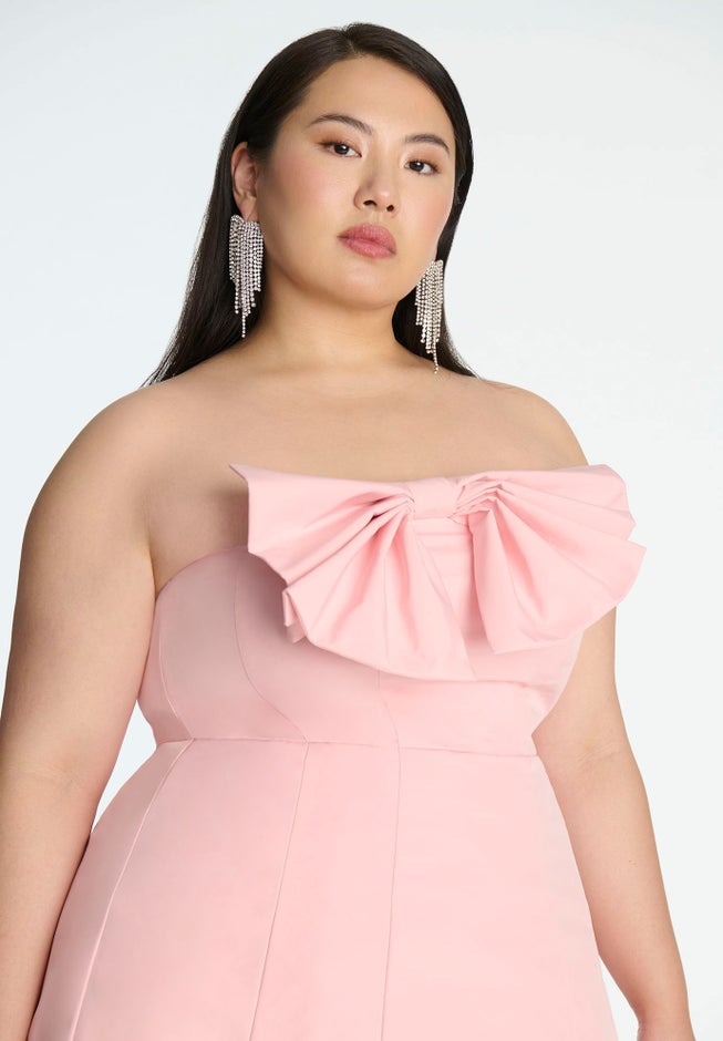 ELOQUII x kate spade new york Bow Detail Flare Mini Dress image number 4