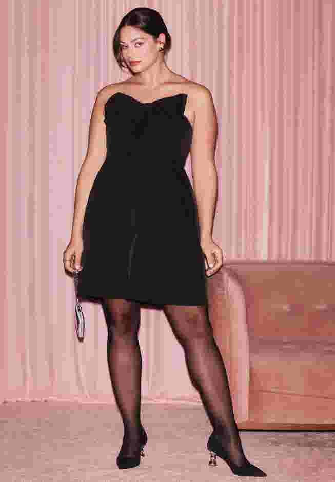 ELOQUII x kate spade new york Bow Detail Flare Mini Dress image number 0
