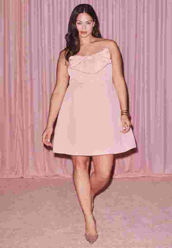 ELOQUII x kate spade new york Bow Detail Flare Mini Dress image number 0