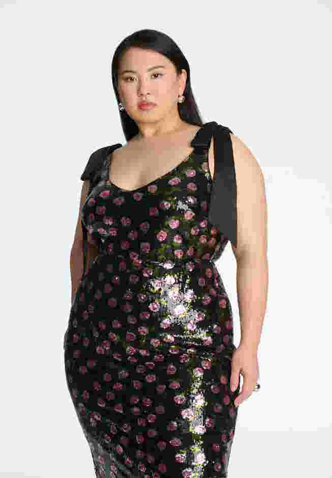 ELOQUII x kate spade new york Floral Sequin Maxi Dress image number 3