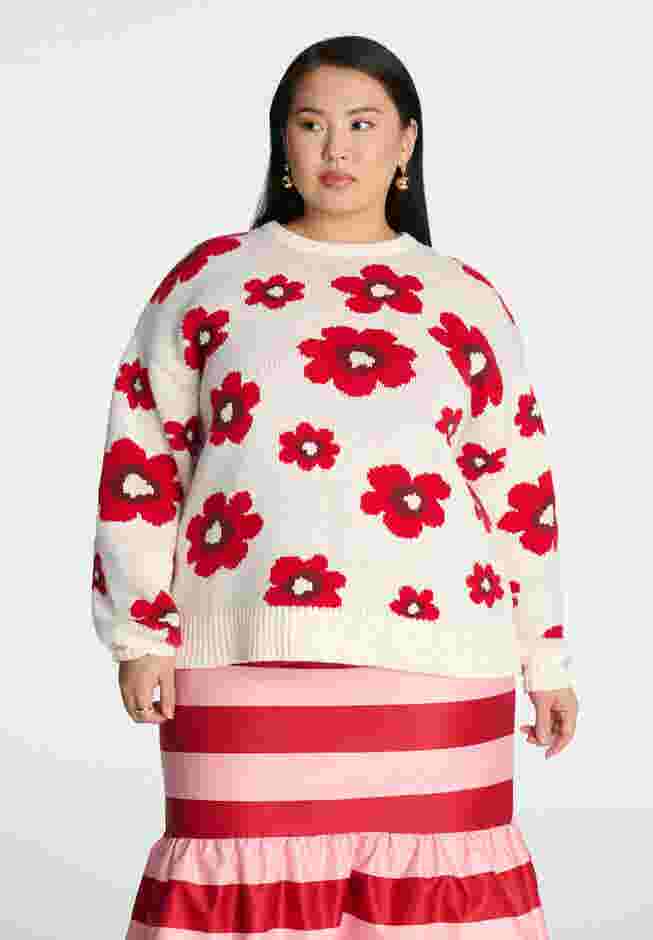 ELOQUII x kate spade new york Floral Relaxed Sweater image number 1