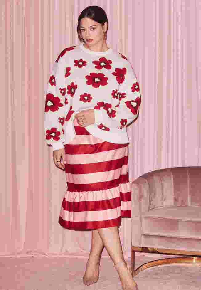 ELOQUII x kate spade new york Stripe Trumpet Skirt image number 0