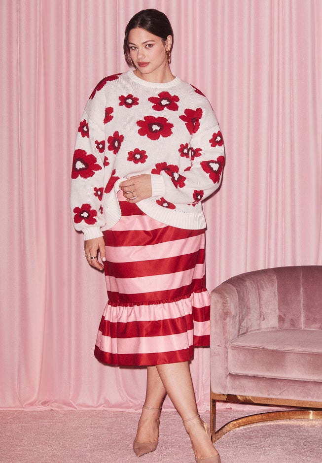 ELOQUII x kate spade new york Stripe Trumpet Skirt image number 0