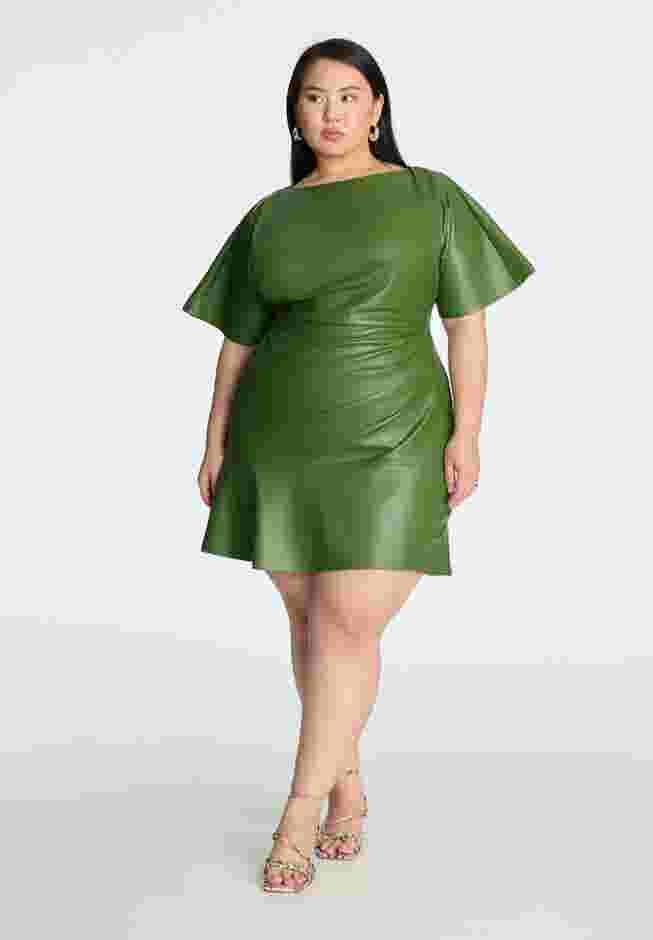 Drapey Faux Leather Mini Dress image number 1