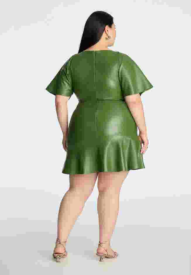 Drapey Faux Leather Mini Dress image number 2