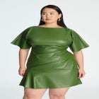 Drapey Faux Leather Mini Dress image number null