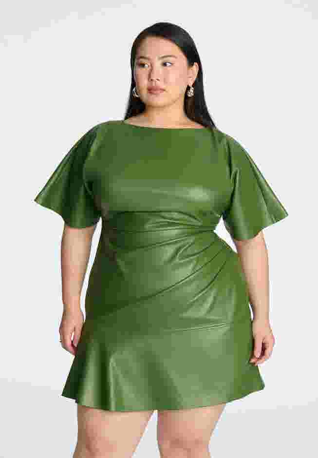 Drapey Faux Leather Mini Dress image number 3