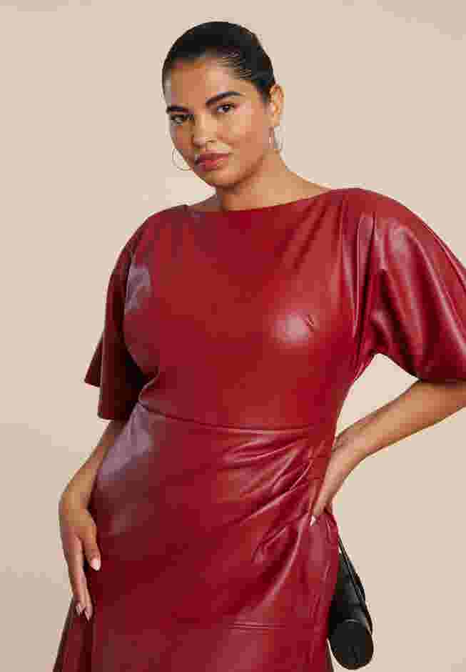 Drapey Faux Leather Mini Dress image number 1