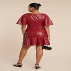 Drapey Faux Leather Mini Dress image number null