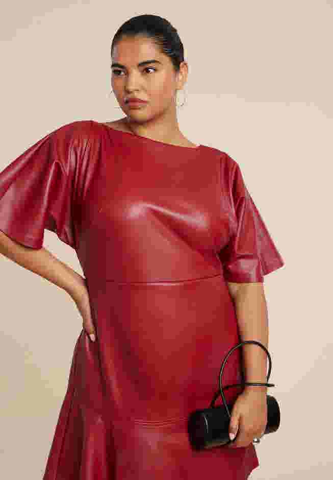 Drapey Faux Leather Mini Dress image number 3
