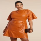 Drapey Faux Leather Mini Dress image number null