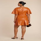 Drapey Faux Leather Mini Dress image number null