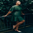 Drapey Faux Leather Mini Dress image number null