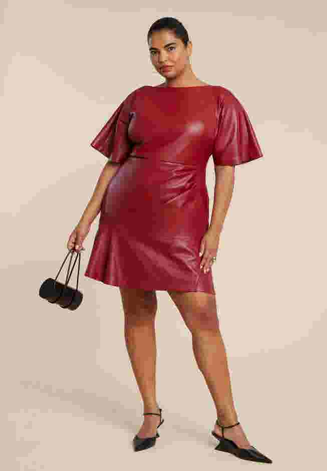 Drapey Faux Leather Mini Dress image number 0